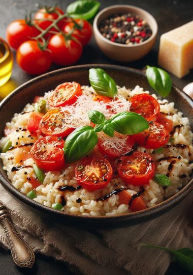 Balsamic Risotto with Tomatoes and Basil