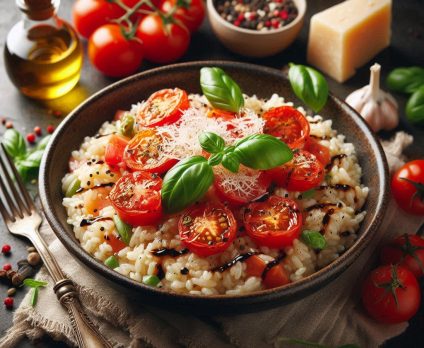 Balsamic Risotto with Tomatoes and Basil